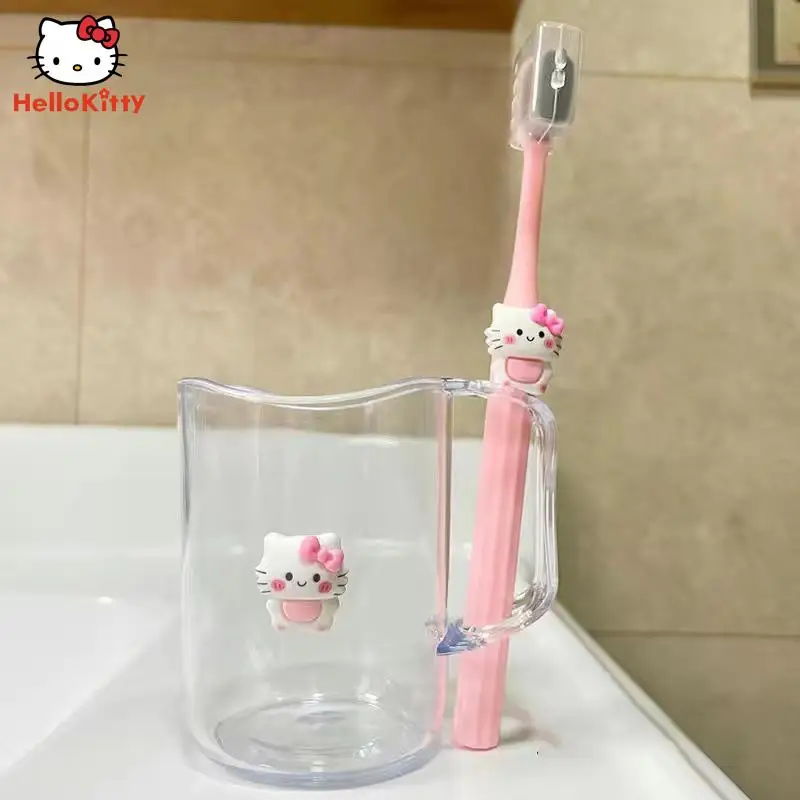 

Зубная щетка Sanrios Hello Kittys с мягким мехом, набор школьных принадлежностей в стиле аниме для учеников школьного сезона, милые аксессуары для стирки дома