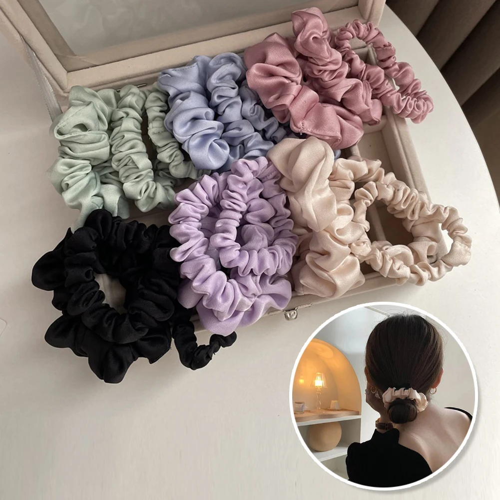 

3PCS Satin Scrunchies Elastic Hair Ties Women Girls Silk Hair Bands Ponytail Holder Hair Rubber Bands Hair Accessories