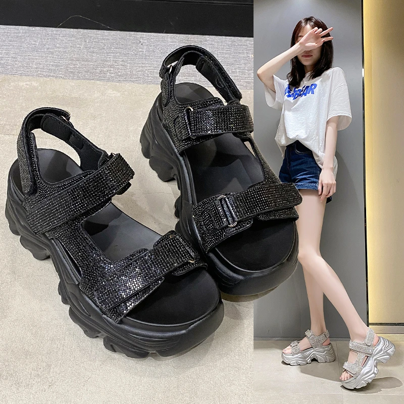 

New Arrival Summer Women High Heel Sandals Platform Bling Roman Style Shoes Size 35-39