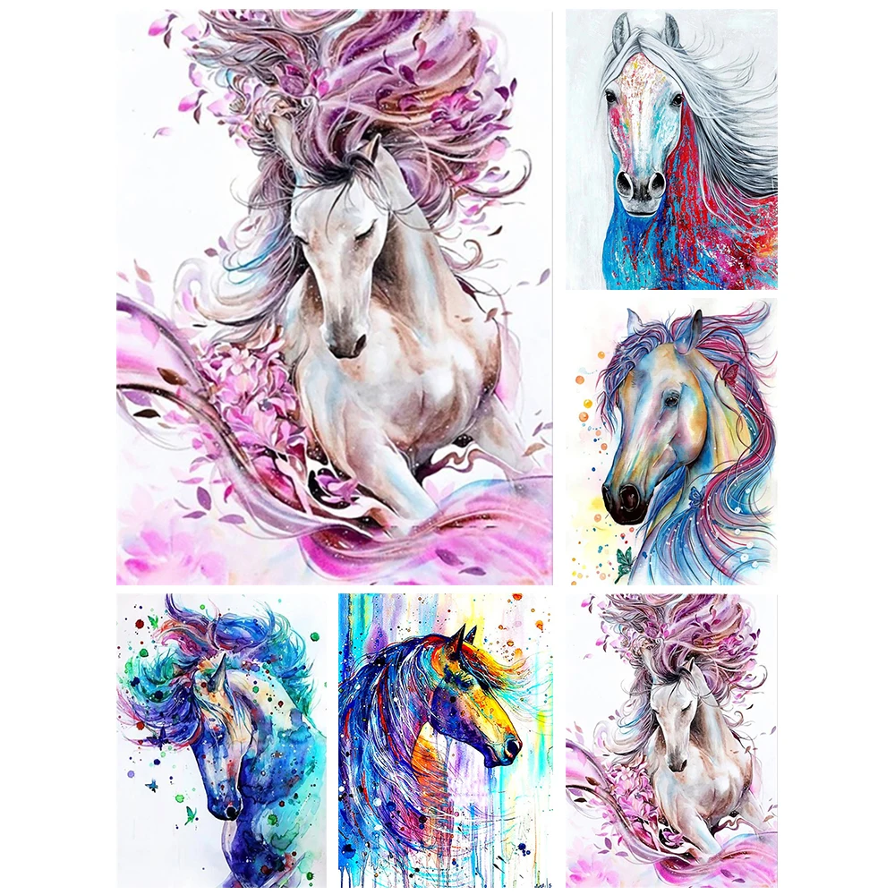 

Diy Full Square/Round Diamond Zipper Bag Animal Diamond Painting Kits Colorful Horse Couple Diamonds Embroidery Home Decor Ll81