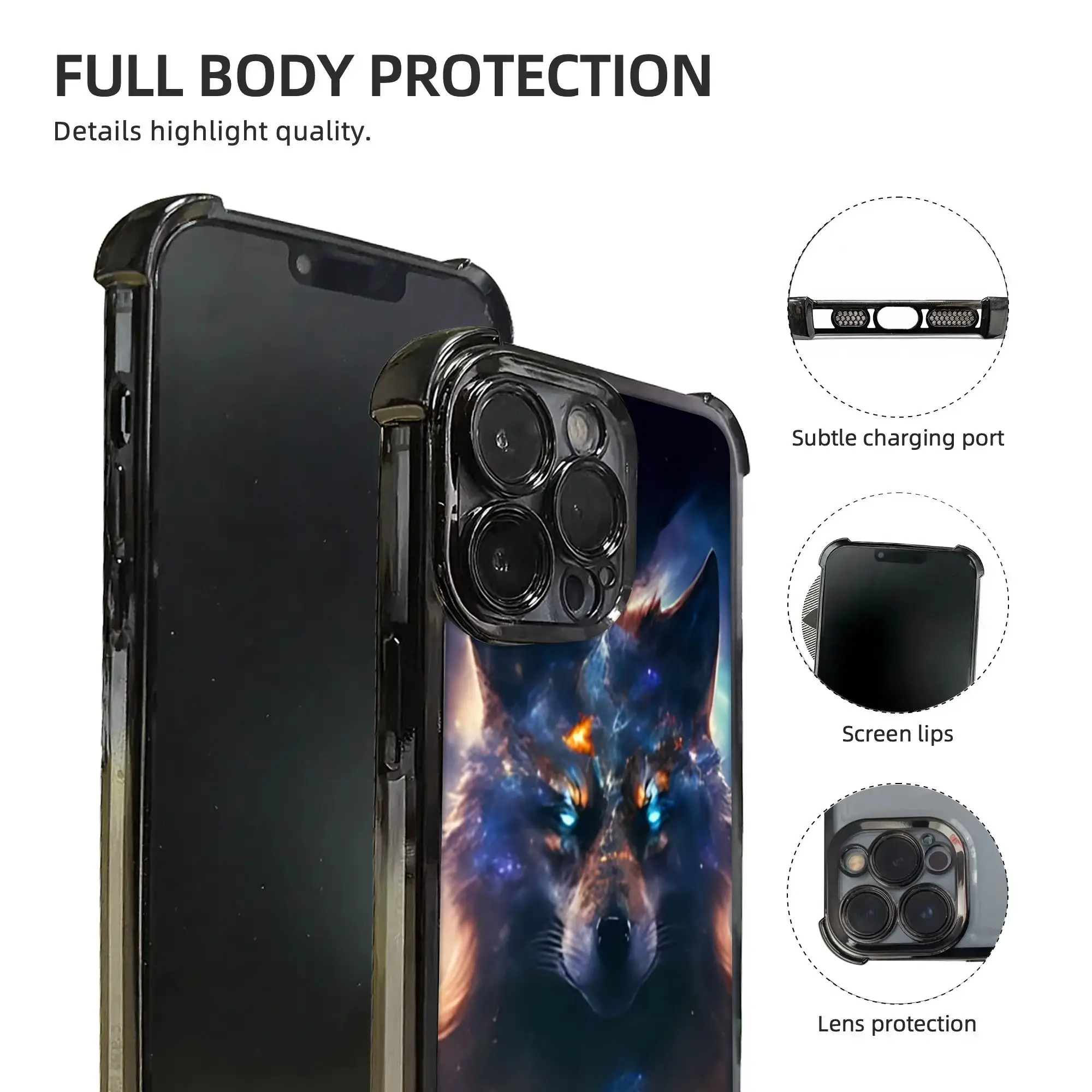 Фото Чехол для телефона Dark Gold Wolf с гальваническим покрытием для iPhone различных моделей №5