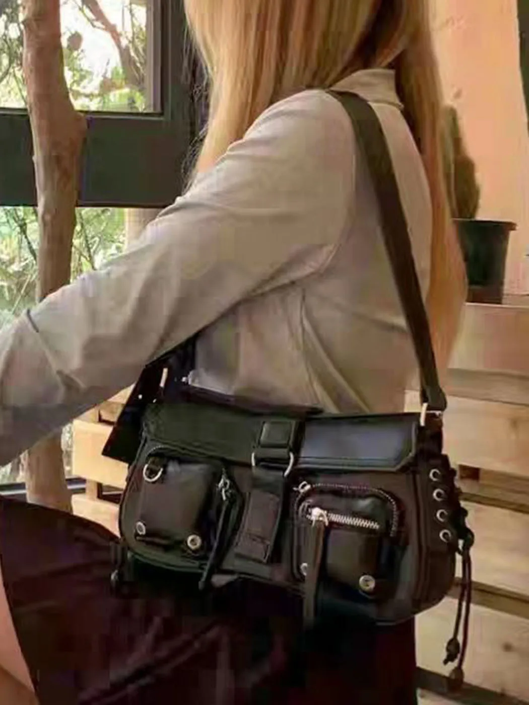 

JIAERDI Vintage Y2k Handbags Women 2023 Hot Girls Harajuku Pockets Solid Shoulder Bag Female Retro Causal Black Underarm Bag