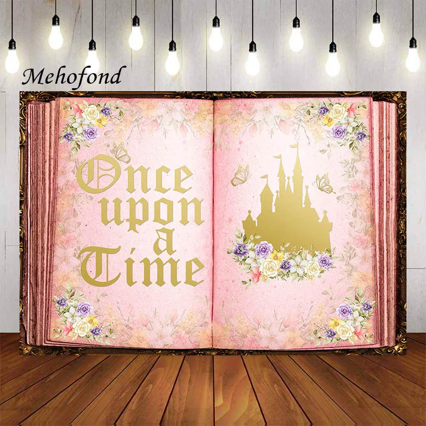 

Mehofond Photography Background Pink Fairy Tale Books Castle Princess Birthday Wedding Party Decor Backdrop Photo Studio Banner