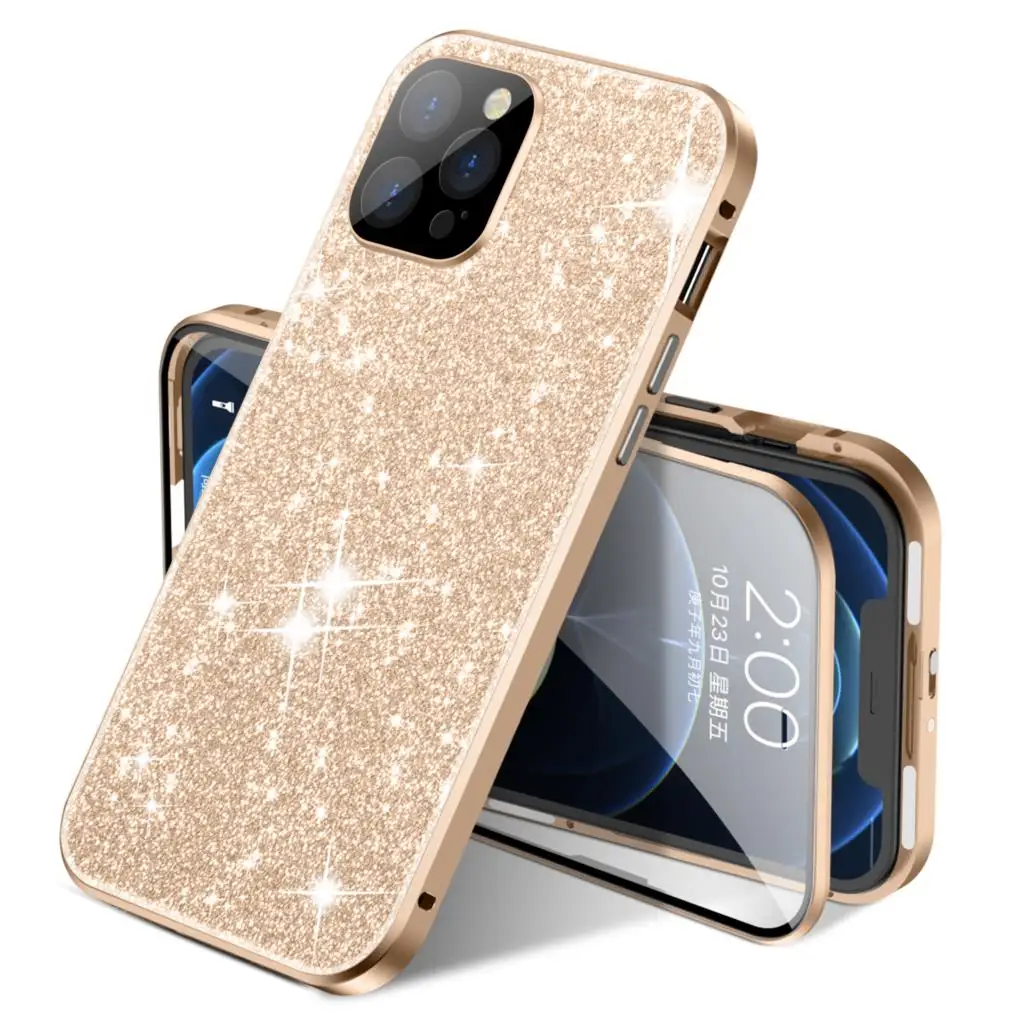 

Магнитный чехол для iPhone 13 12 Pro Max, гальваническое покрытие, блеск, нанометр, полноразмерный защитный чехол