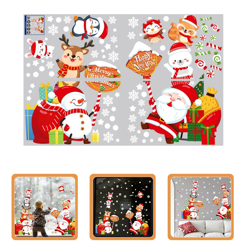 

Оконные рождественские наклейки, наклейки, снежинка, зеркало, рождественское стекло, Веселый декор, украшения в виде Санты, праздник, зимние...