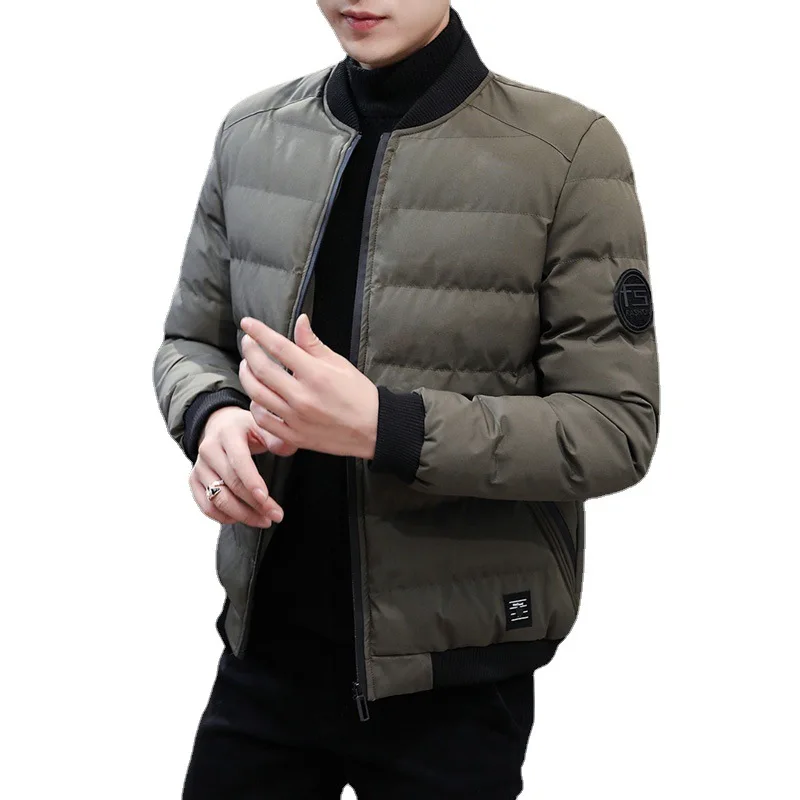 Men's casual stand-up collar cotton jacket warm and thick down cotton jacket