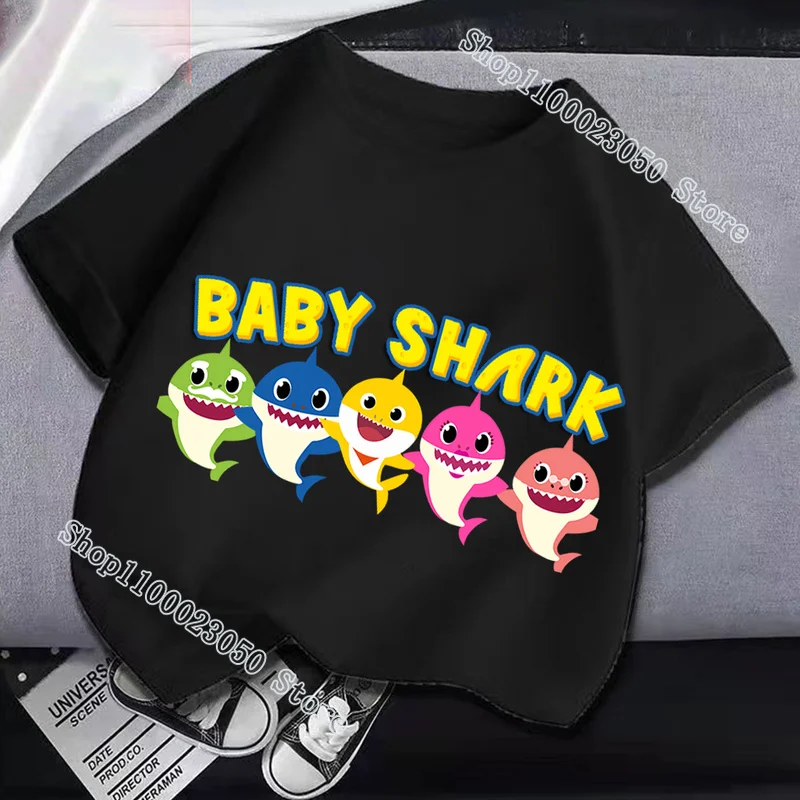Хот Бэйби Шарк хлопковая футболка для детей с днем рождения, детская футболка с анимационной песенкой-мультфильмом, одежда на лето с короткими рукавами.