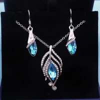 le elegant luxury colorful austrian crystal oval drop jewelry sets women gift indian jewelry