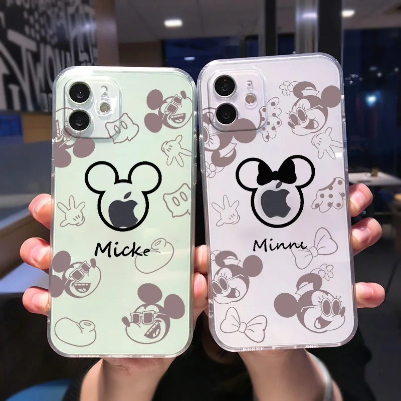 

Disney Mickey Minnie Mouse Phone Case For Apple iPhone 14 13 12 11 mini XS XR X Pro Max 8 7 6S 6 Plus Transparent Cover
