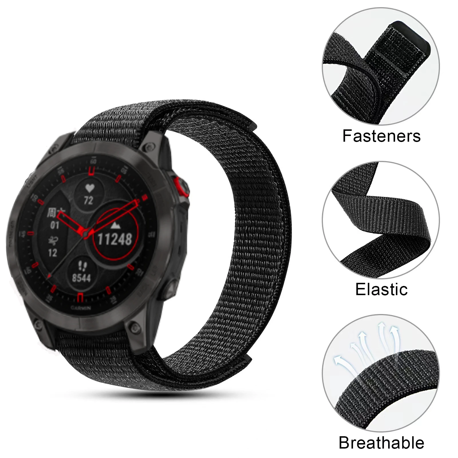 

For Garmin EPIX Watch Strap 22mm Quick Fit Nylon Loop Watchband For Garmin Fenix 7 6 5 Plus/MARQ/Approach S62/935 945 Bracelet