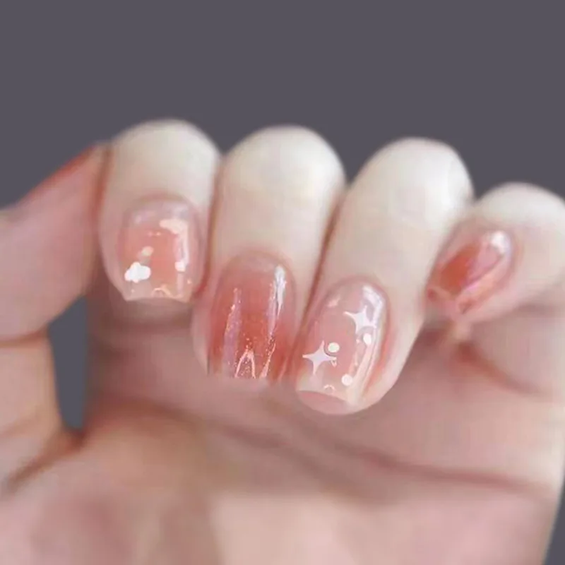 

Розовые короткие Симпатичные накладные ногти со звездами, товары для маникюра, многоразовые клейкие накладные ногти, клейкие пресс-материалы, полное покрытие, накладные ногти, искусство