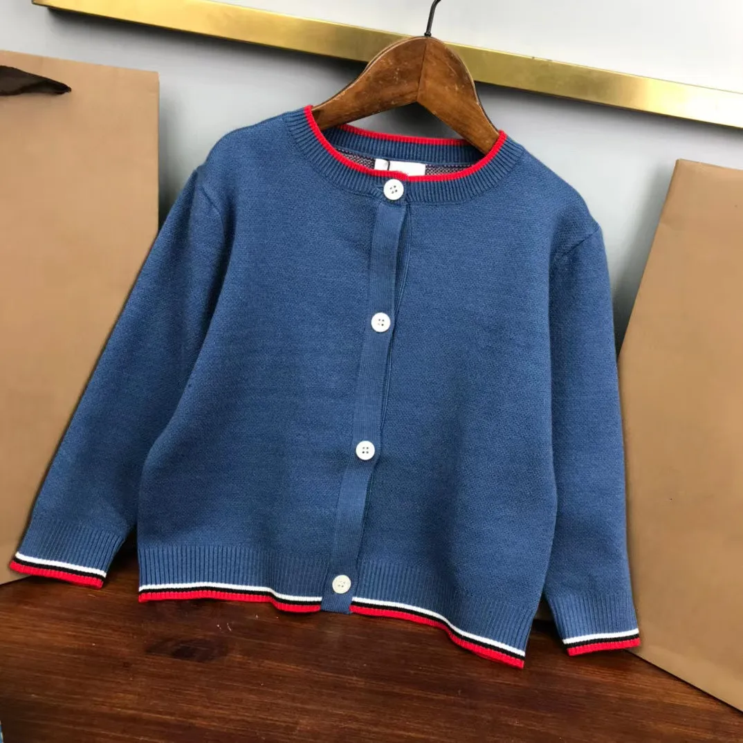

2022 Autumn new blue children's cashmere cardigan coat fashion leisure brand children's clothing