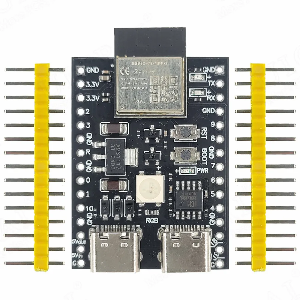 MINI ESP32 C3 макетные платы 2 4G Wifi 4 BLE5.0 модуль Интернета вещей Мб Flash Dual Type-C Serial CH343P 30Pin