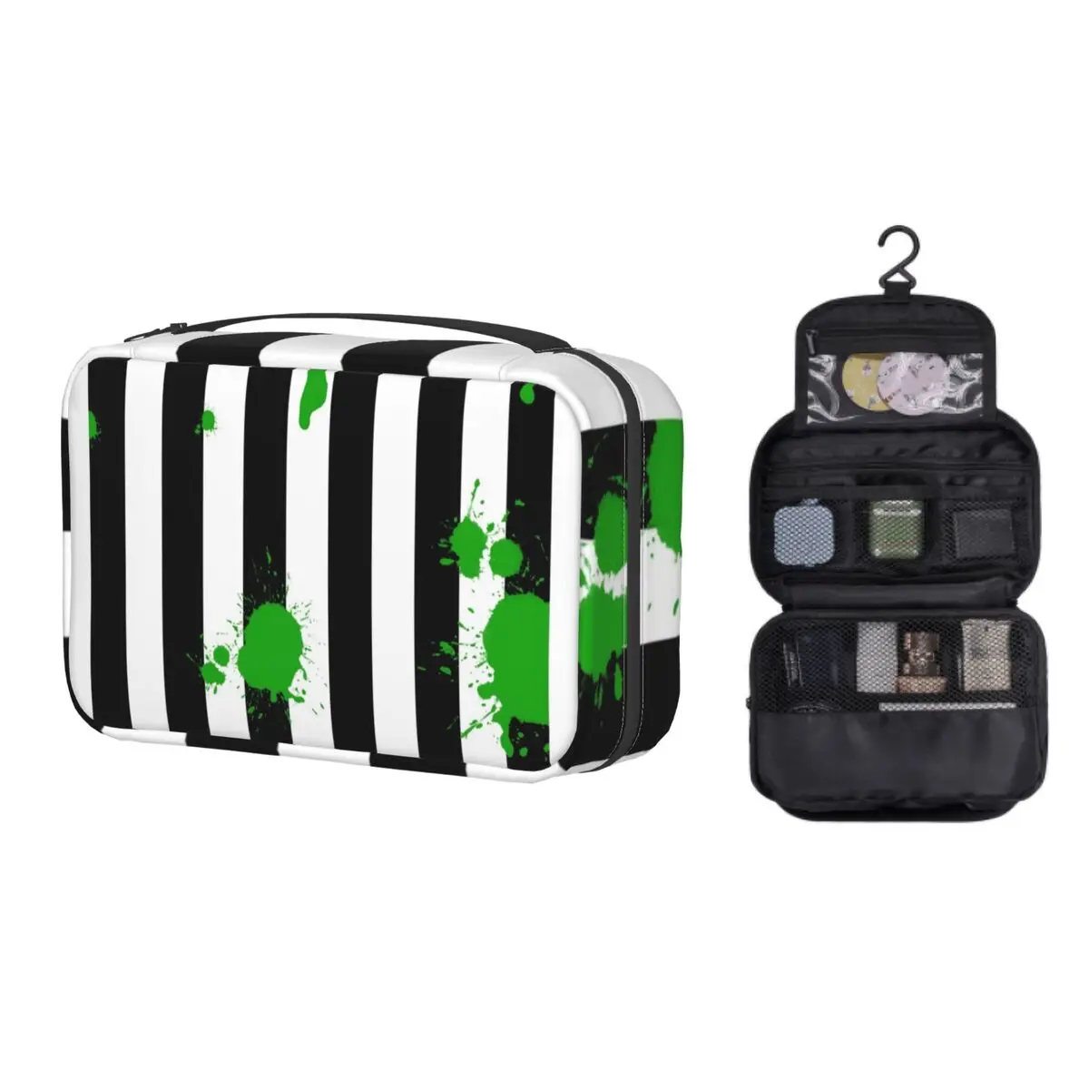 

Custom Beetlejuice Movie Toiletry Bag Film Tim Burton Halloween Cosmetic Makeup Organizer Lady Beauty Storage Dopp Kit Box