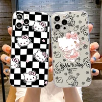 takaratomy hello kitty cat phone case for iphone 13 12 11 6 6s 7 8 plus x xr 11pro xs max transparent soft tpu liquid silicon