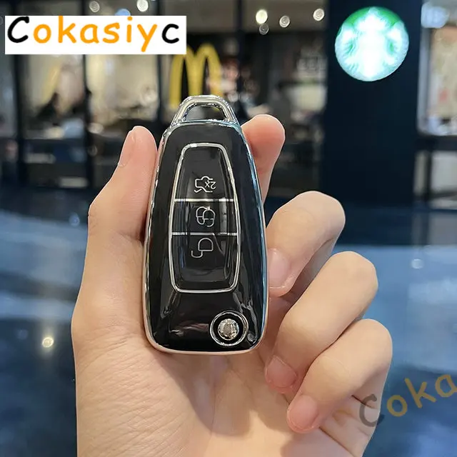 

Автомобильный флип-чехол из ТПУ для Ford Ranger C-Max S-Max Focus Galaxy Mondeo Transit Tourneo Custom Auto Key Holder Брелок для ключей
