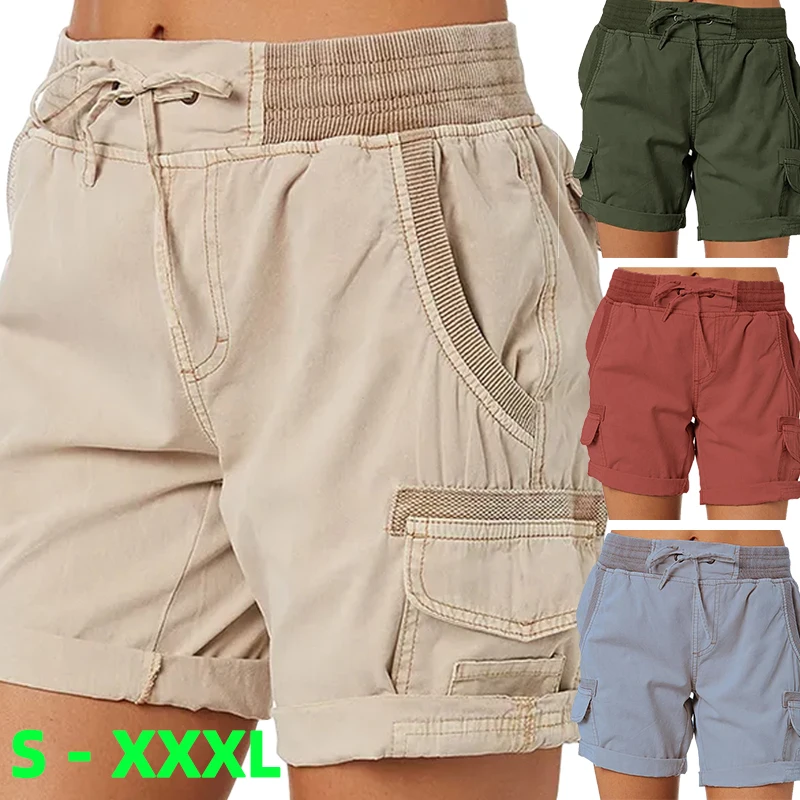 2023 Fashion Women Summer Shorts Outdoor Beach Shorts Quick-drying Shorts Stretch Shorts High Waist Casual Drawstring Shorts