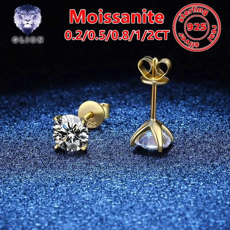 Женские серьги CLION с муассанитом 0 2 карата/0 5 8 карата/1 карата/2 карата D/VVS