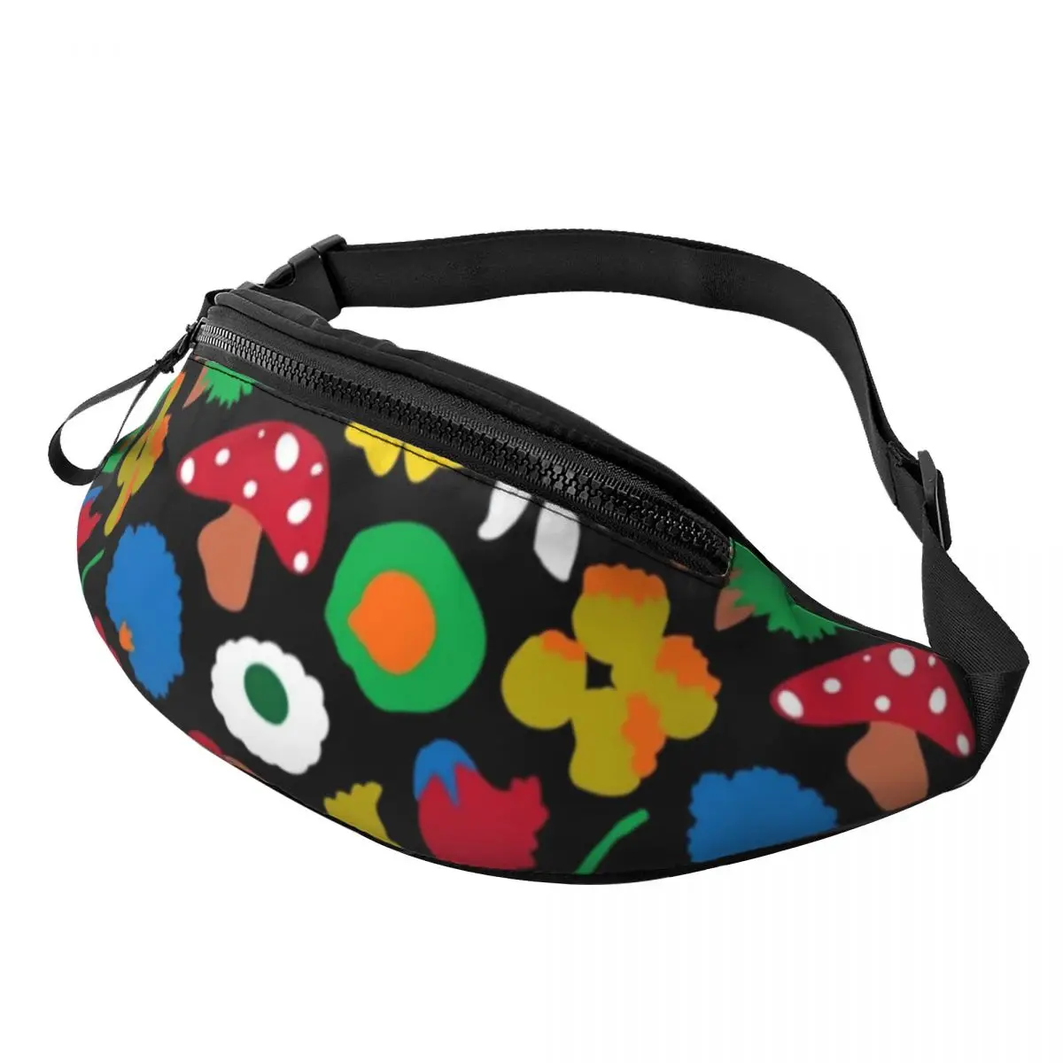 

Mod Mushroom Waist Bag Cute Floral Print Polyester Fashion Waist Pack Fisherman Fishing Bag