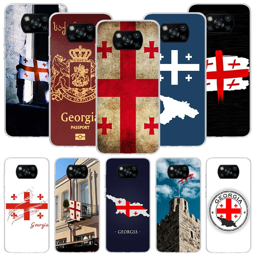 Чехол для телефона с флагом Джорджии Xiaomi Poco X6 X5 X4 X3 Nfc F5 F6 Pro F3 F2 F1 F4 Gt M5S M4 M3 M2 Мягкий P