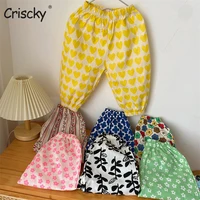 criscky summer clothes new baby child girl baby flower cute printed cotton trousers leggings newborn baby girl clothes