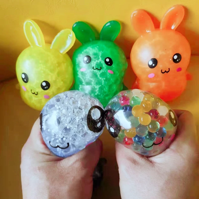 

Hand Squeeze Toy Easter Bunny Grape Ball Sensory Stretchy Toy Interactive DNA Bead Ball Decompressing Toy for Children