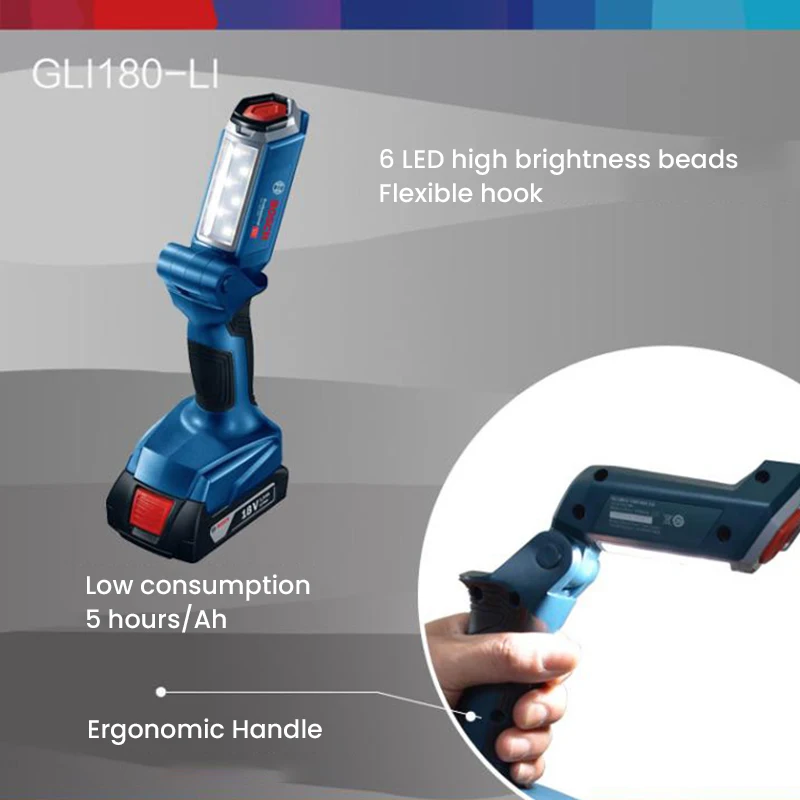 Bosch Gli180 светодиодный аккумулятор 18 В 330 люмен перезаряжаемый рабочий фонарь