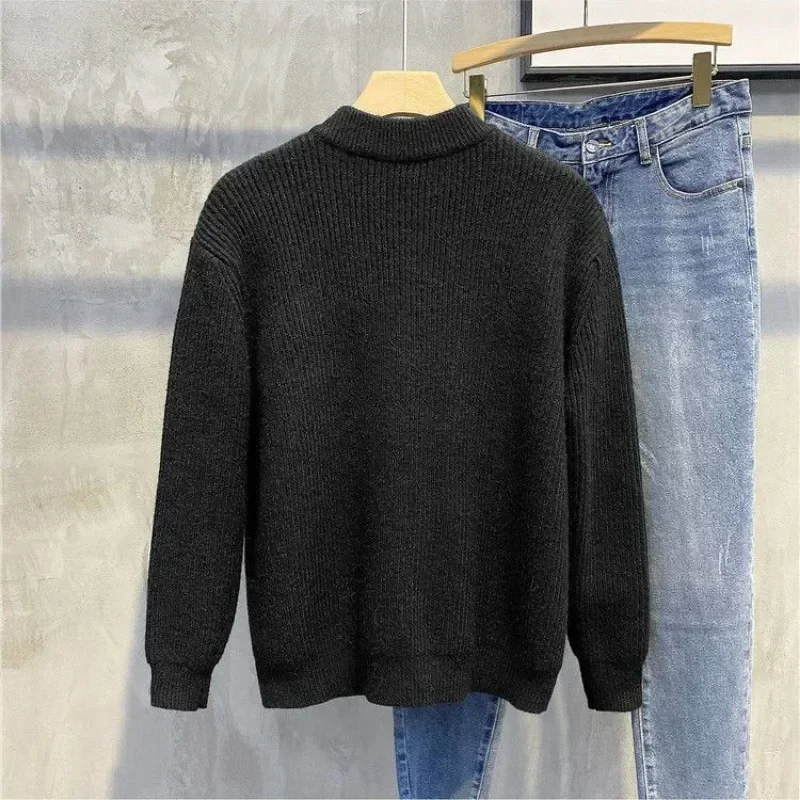 Мужская одежда кардиган с воротником на молнии вязаный свитер мужской