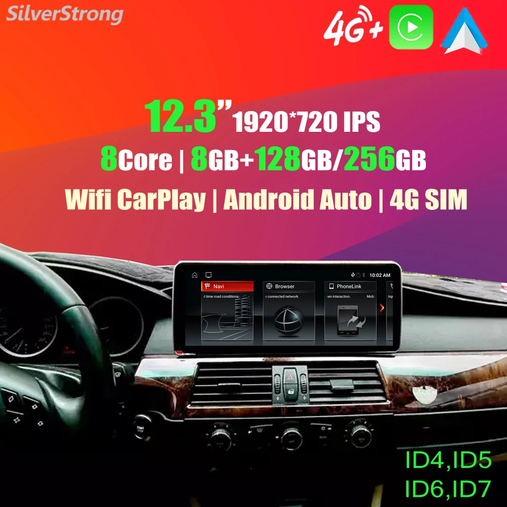 

12.3" E90 E60 Android 11,256GB,128GB,Car Multimedia Screen For BMW E61 E91,E92 E93,WIFI 4G SIM BT CarPlay GPS Navi Radio Tablet