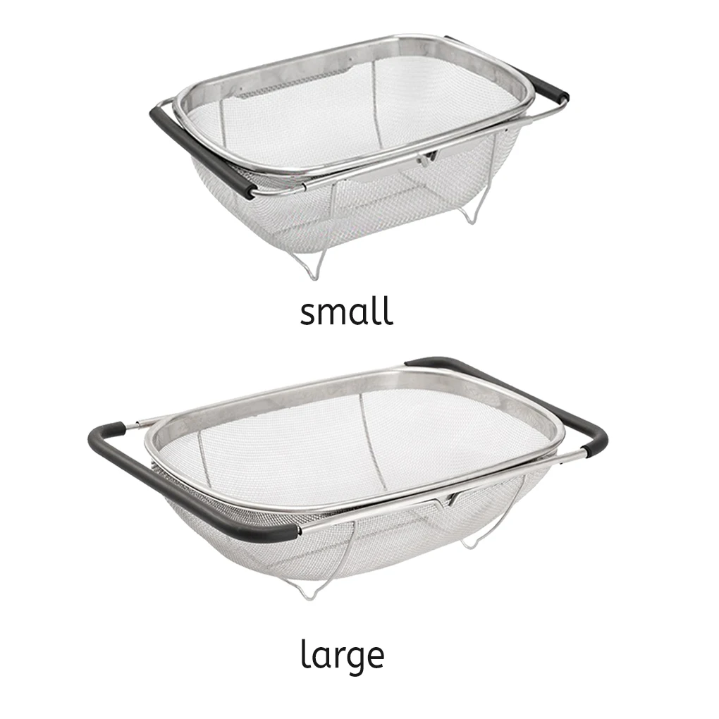

Expandable Kitchen Drain Basket Stainless Steel Fruits Vegetable Strainer Container Home Dining Bar Cleaning Colander L
