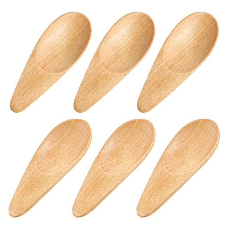 

6 Pcs Wooden Scoop Wood Condiment Spoon Mini Wood Salt Spoon For Tea Leaves,Coffee Bean,Candy,Milk Powder,Ice Cream,Etc