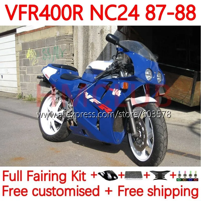 

Корпус для HONDA VFR400 R V4 VFR400RR RVF400R VFR400R 1987 1988 RVF VFR 400 R RR 400R CC NC24 87 88 обтекатель 132No.28 глянцевый синий