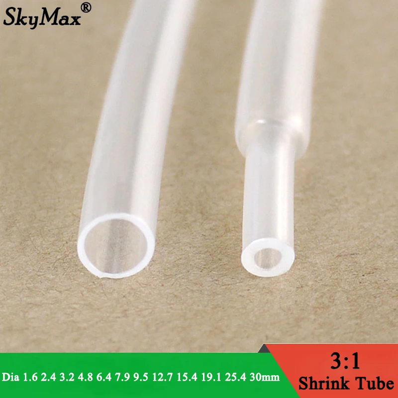 1M Transparent 3: 1 Heat Shrink Tube with Double Wall Glue Tube Diameter 1.6 2.4 3.2 4.8 6.4 7.9 9.5 12.7 15.4 19.1 25.4 30mm