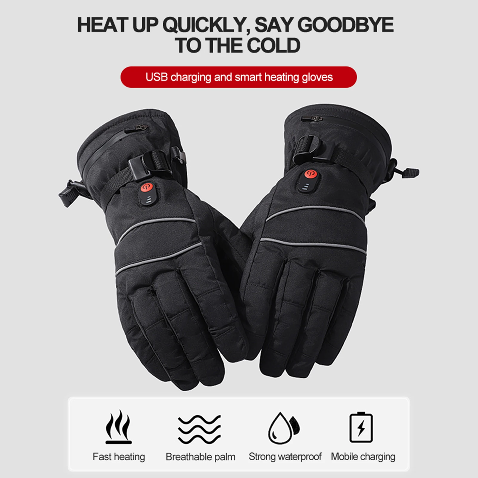 

3.7V Smart Heating Gloves Electric Heat Gloves Winter Touchscreen Heating Gloves 5000mAh Rechargeable Gloves With 2 Battery