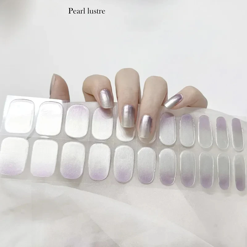 20 наконечников полузатвержденные гелевые полоски для ногтей с жемчужным блеском