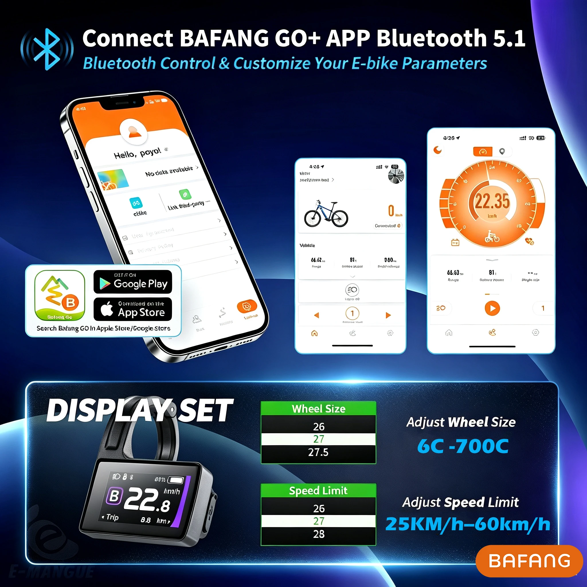 Фото Дисплей Bafang DPC245 с Bluetooth 5.1 и CAN-протоколом, 5-контактный треугольный разъем с портом Type-C для среднемоторных систем Bafang с CAN-протоколом №2