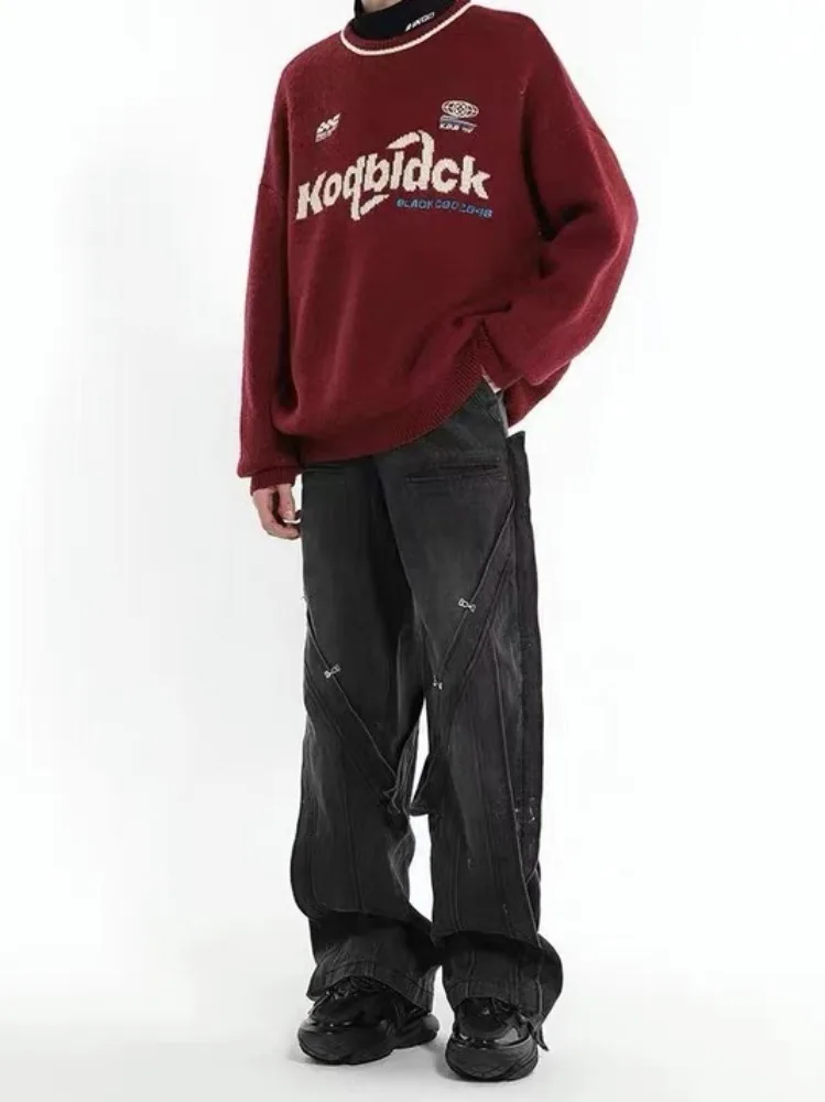 Уличная одежда Deeptown Y2k большой свитер женский американский винтажный пуловер с