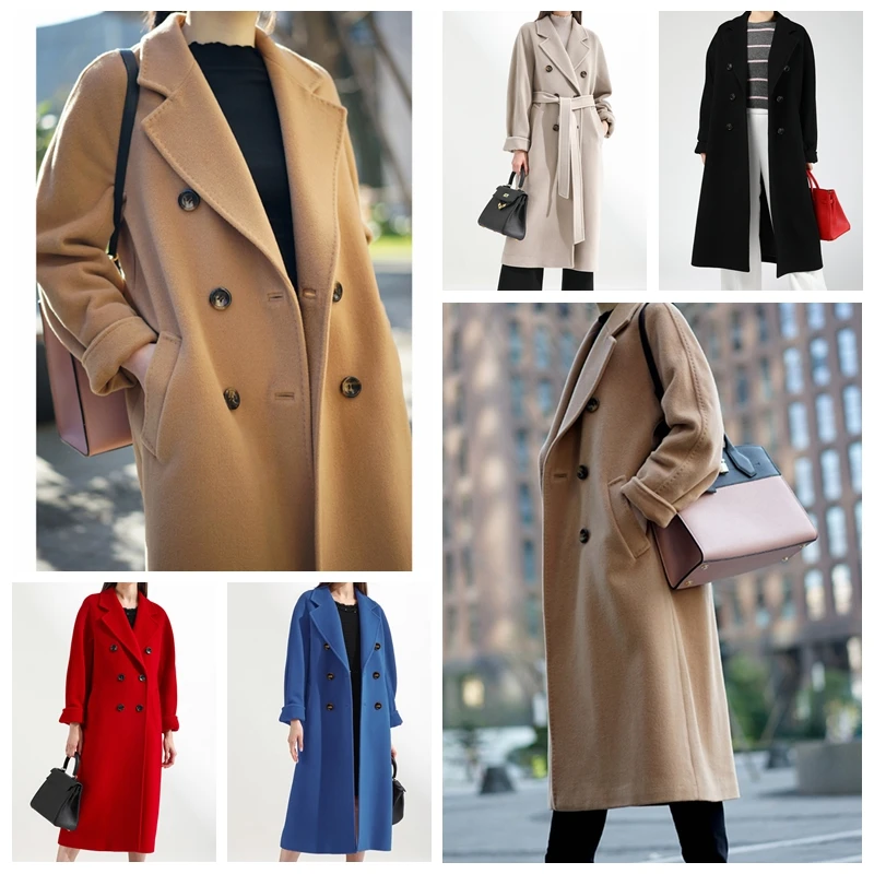 

Winter Elegant Wool Blend Women Korean Fashion Black Long Coats Vintage Minimalist Woolen Overcoat Camel Oversize Outwear