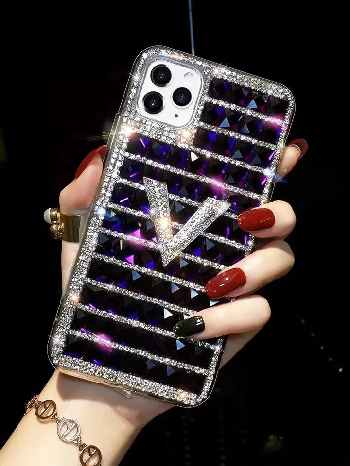 Роскошный брендовый розовый бриллиантовый квадратный хрустальный чехол для