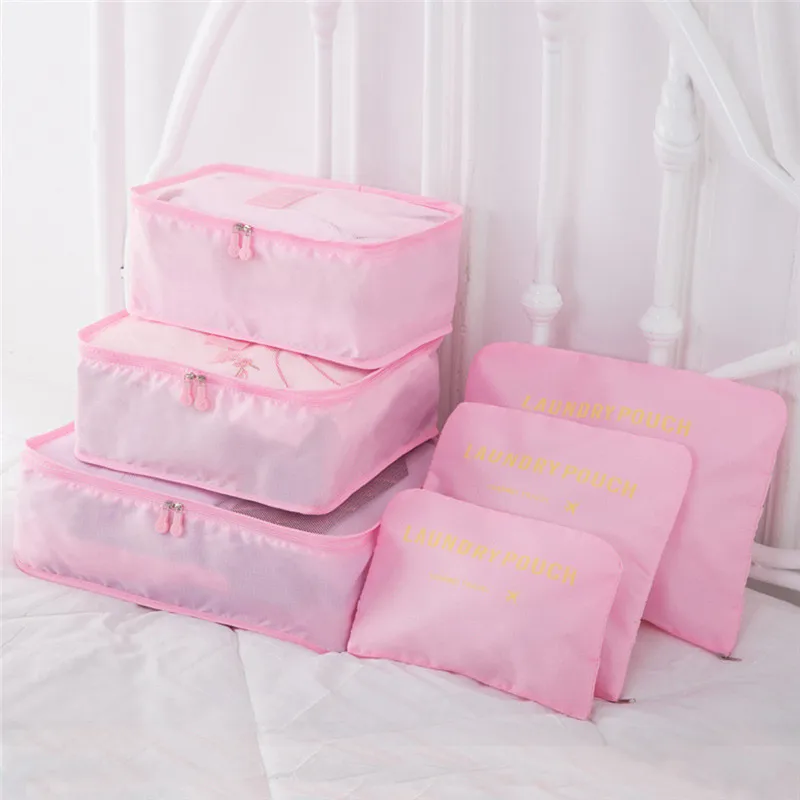 

6Pcs Travel Organiser Bags Set Travel Luggage Packing Cubes for Suitcase Waterproof Essentials Cosmetics Toiletries Storage Bags