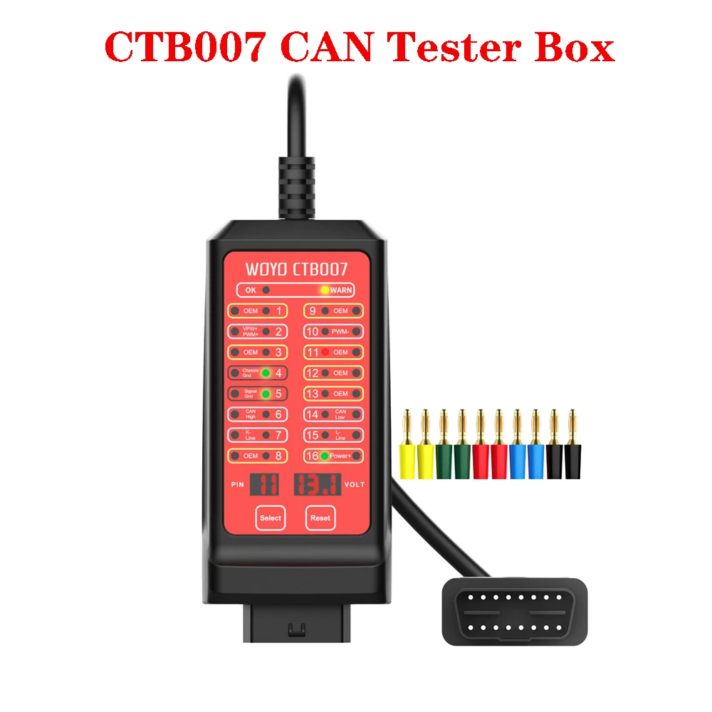 WOYO CTB007 CAN Tester 12V 24V Break Out Box Detection CAN Bus Circuit 16 Pin OBD2 Protocol Programming Scanner Diagnostics Tool