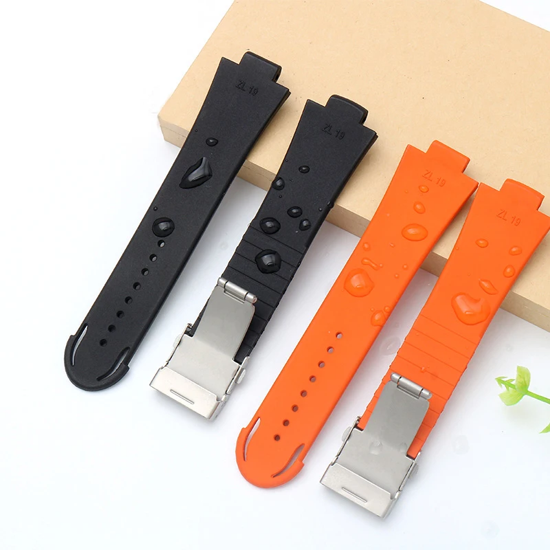 High Quality 24mm*12mm lug end rubber Waterproof watchband For men's Oris wristband silicone band stainless steel folding clasp