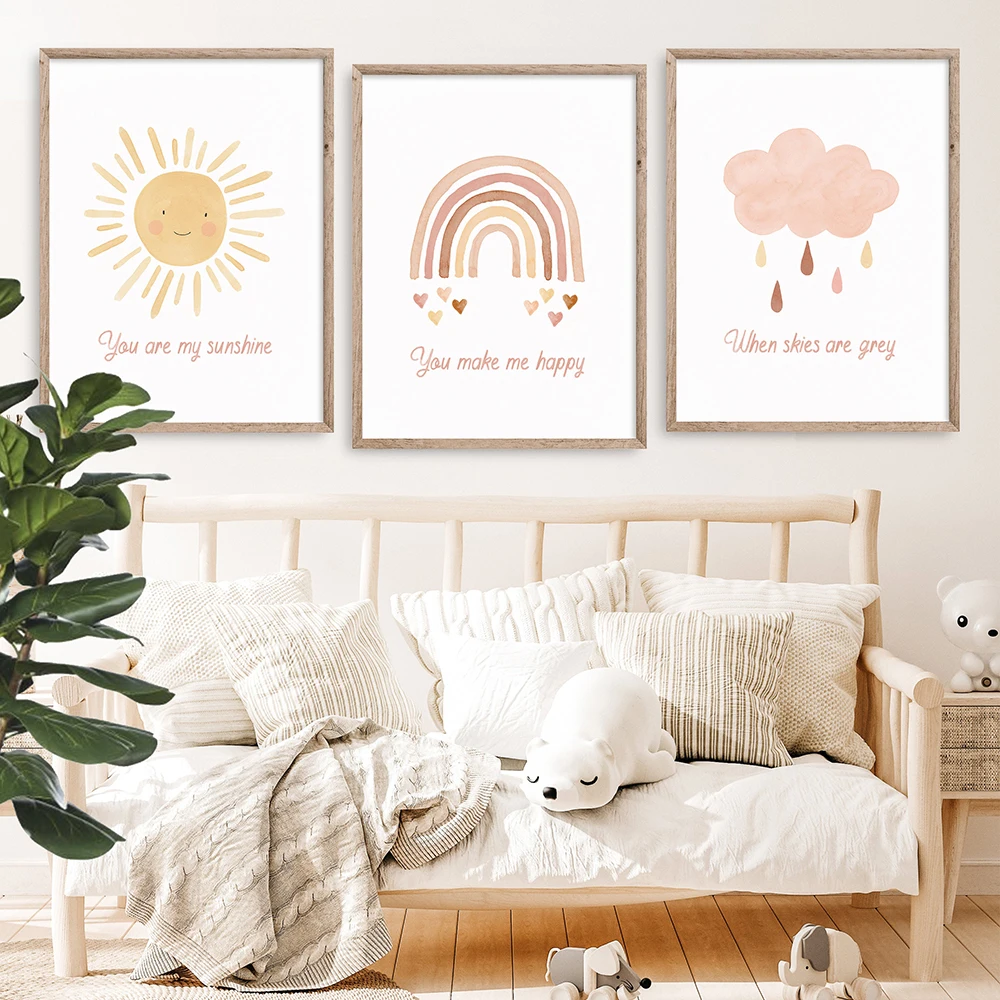 

Abstract Rainbow Nursery Quotes Children Poster Canvas Art Print Minimalist Wall Pictures Painting Nordic Kid Baby Room Decor
