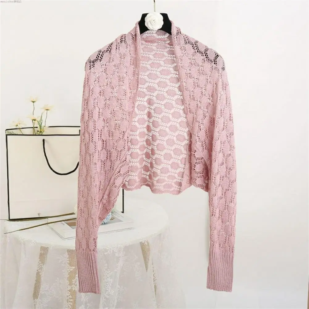 

See-through Chic Thin Multi Small Holes Air Conditioner Shawl Anti-pilling Air Conditioner Shawl Cardigan for Adult