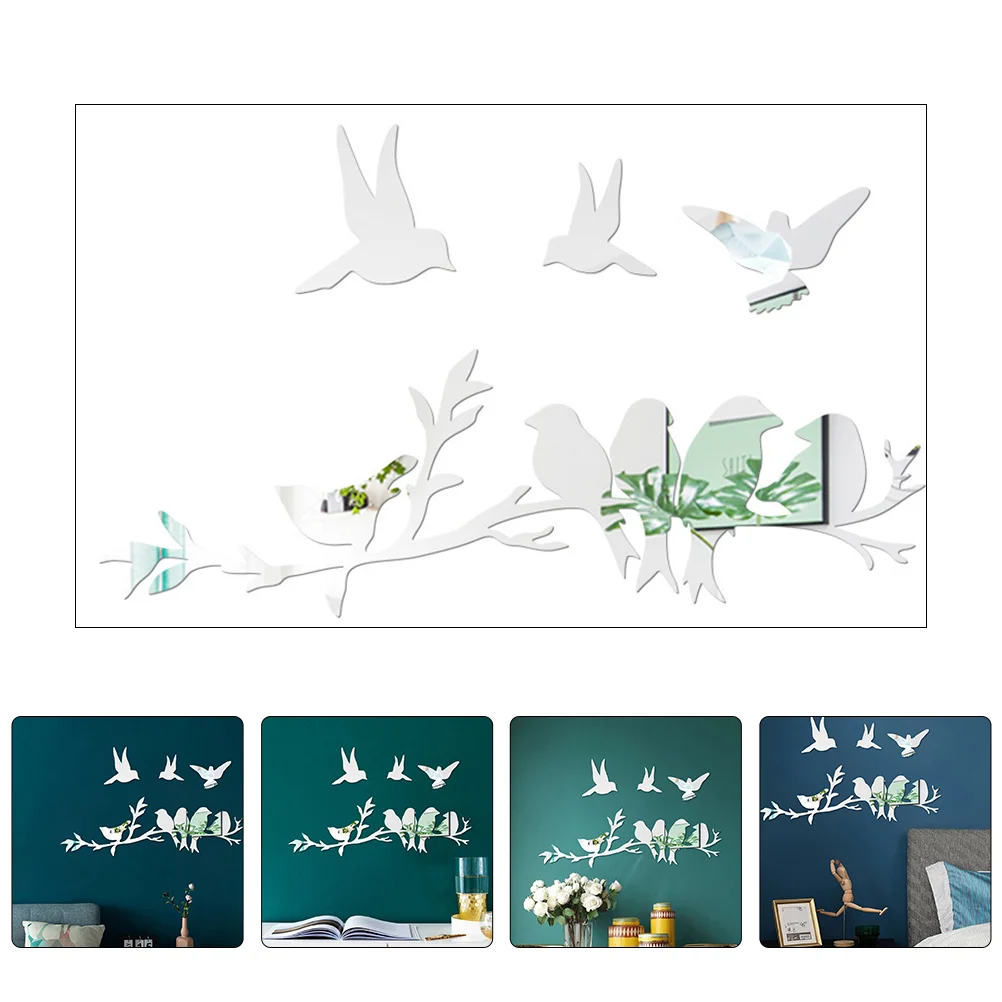 

Wall Bird Mirror Decals Stickers Sticker Birds Decal 3D Acrylic Decor Tree Flying Diy Removablefor Room Murals Wallpaper Windows
