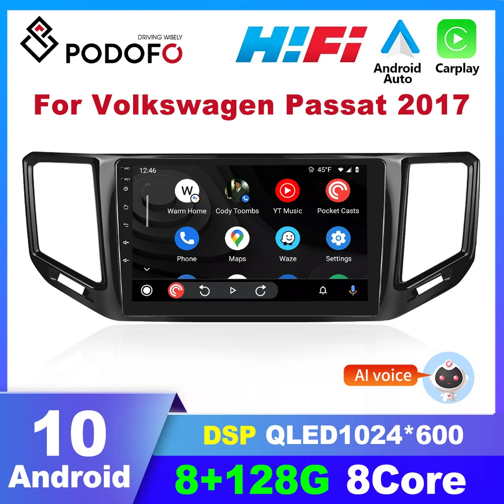 

Podofo Android 2 Din For Volkswagen Teramont 2017 Car Radio Multimidia Video Player Carplay GPS Navigation Autoradio Stereo