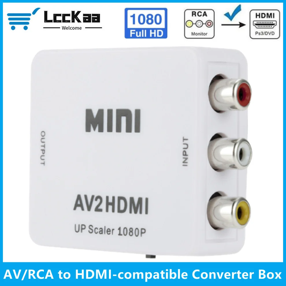 

RCA AV to HDMI-compatible CVSB L/R Video AV Scaler Adapter HD 1080P AV2HDMI Video Converter Box Support NTSC PAL For TV PS4 Xbox