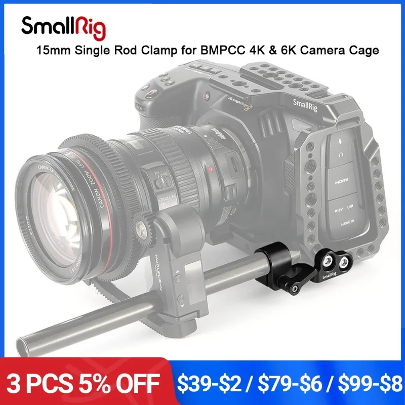 

SmallRig 15mm Single Rod Clamp for Blackmagic Design Pocket Cinema Camera BMPCC 4K Cage SmallRig cage 2203/2254/2255 - 2279