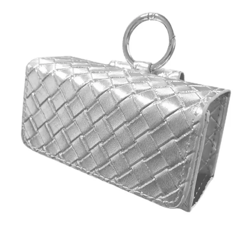 Golf Ball Bag Golf Ball Case With Woven Pattern Small Golf Accessory With Hook To Hold 2 Golf Balls Golfer Gifts For Men And