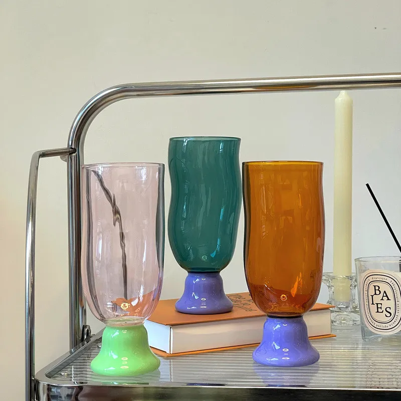 

Прозрачная термостойкая стеклянная чашка Cutelife в скандинавском стиле, бокал для десертов, коктейлей, пива, вина, свадебный бокал для питья, м...